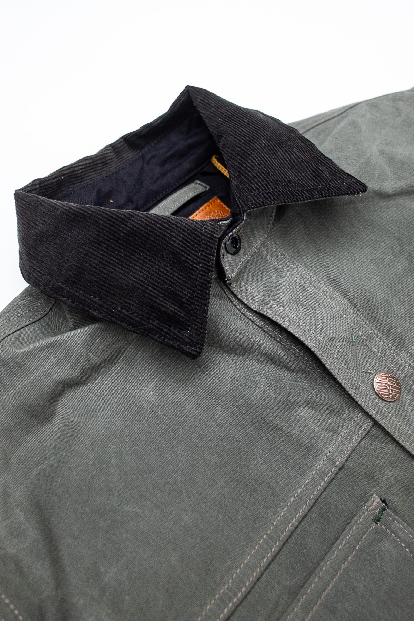 Indigofera - Fargo Quarter Jacket Coated Canvas 10z Grey/Green - 9