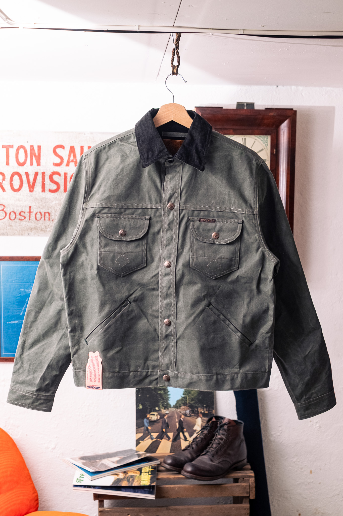 Indigofera - Fargo Quarter Jacket Coated Canvas 10z Grey/Green