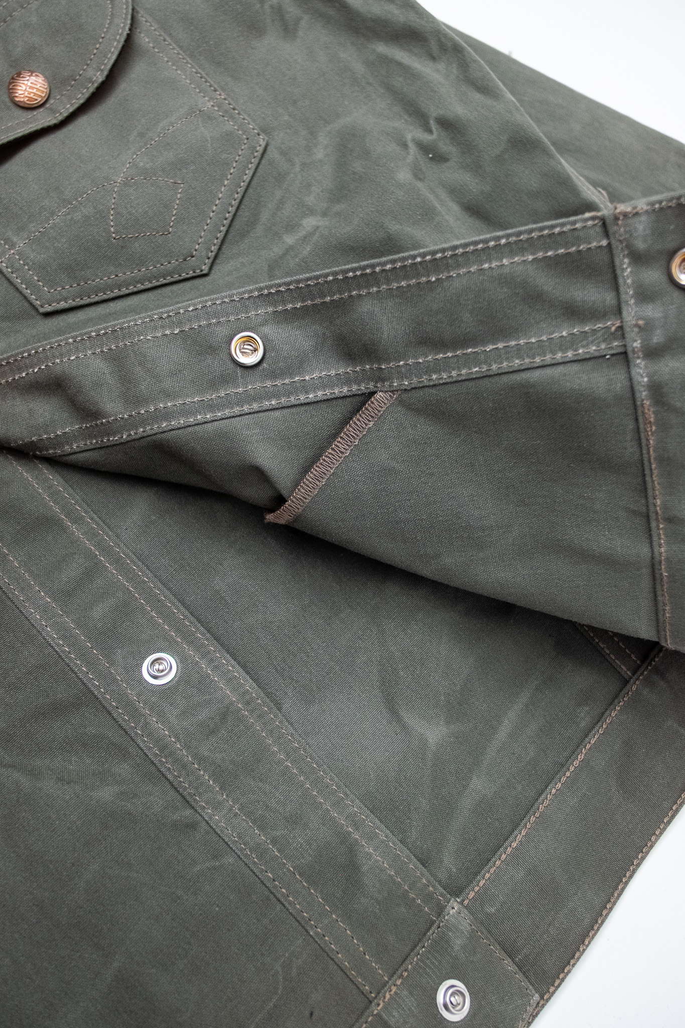 Indigofera - Fargo Quarter Jacket Coated Canvas 10z Grey/Green - 8