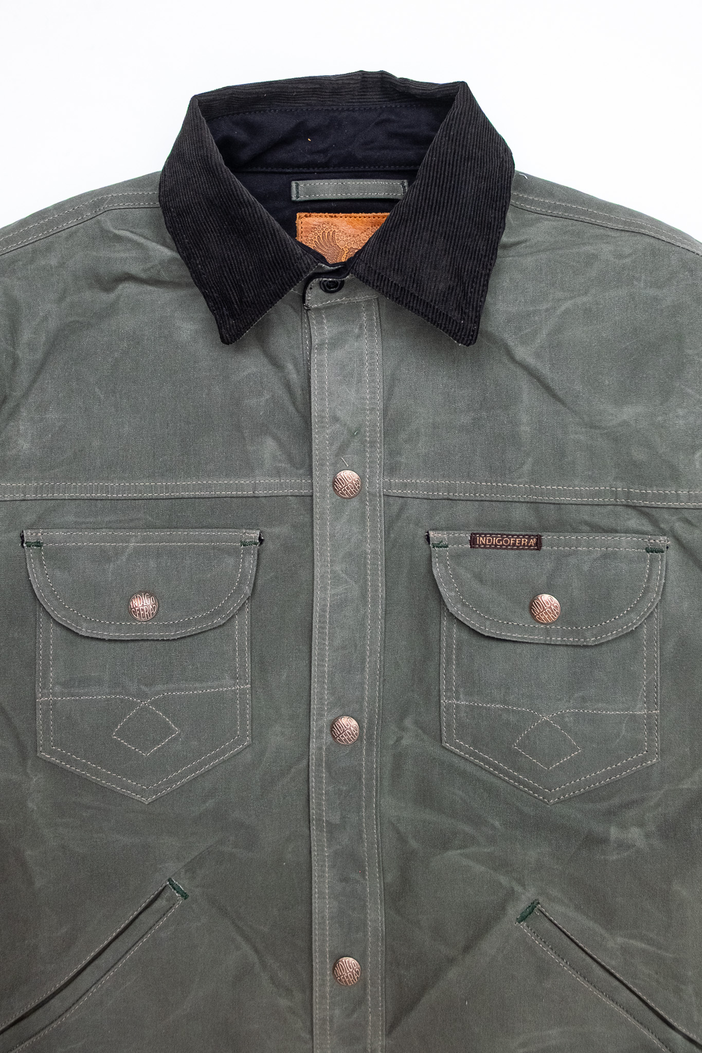 Indigofera - Fargo Quarter Jacket Coated Canvas 10z Grey/Green - 4