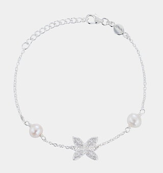 Silver bracelet Sparkling Ellipse Pearl