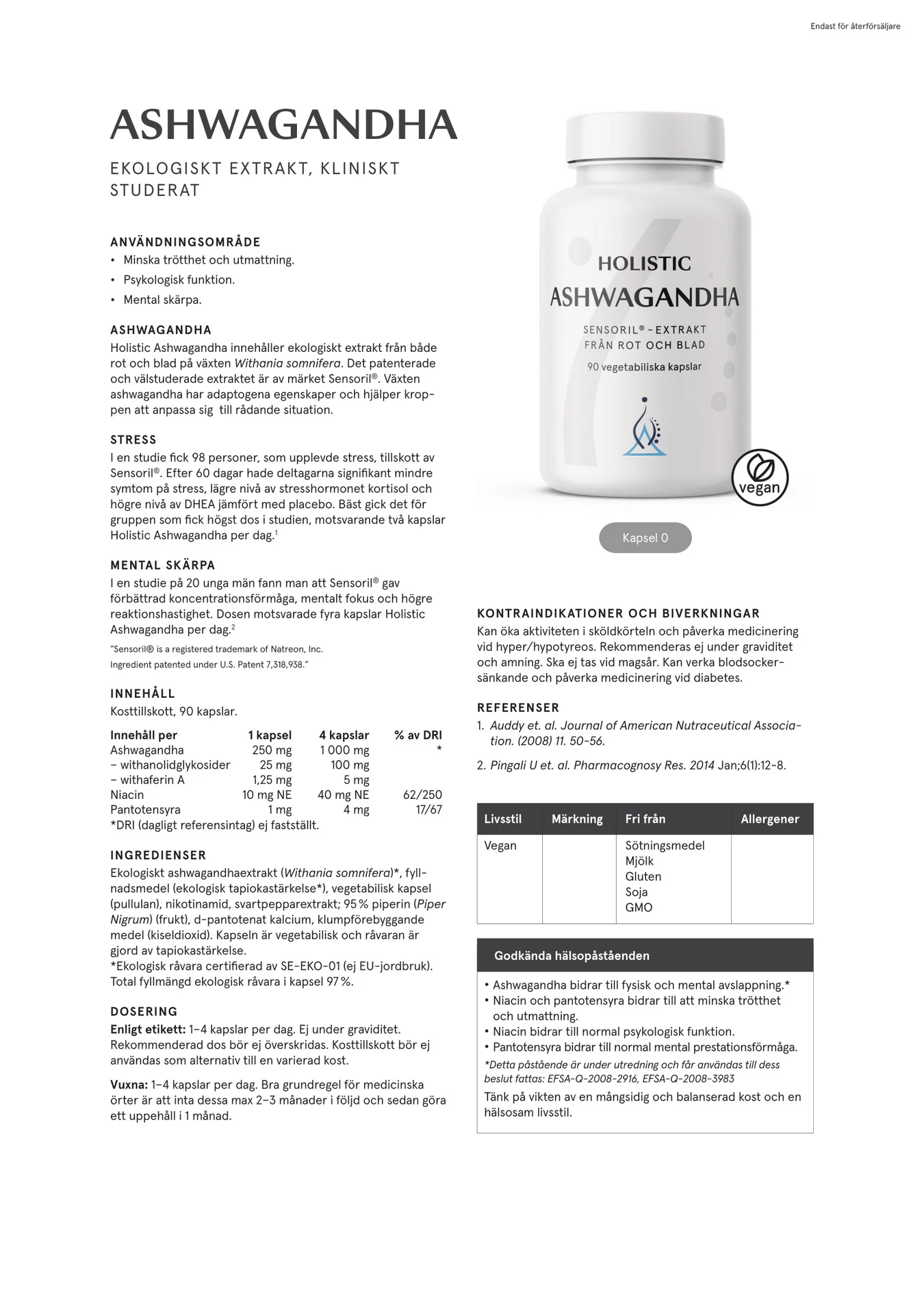 Ashwagandha, 90 kap, Holistic - 2