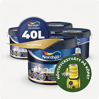 PAKET! FASADFÄRG ONE SUPREME 4X10L, högtryckstvätt Kärscher K2 på köpet.