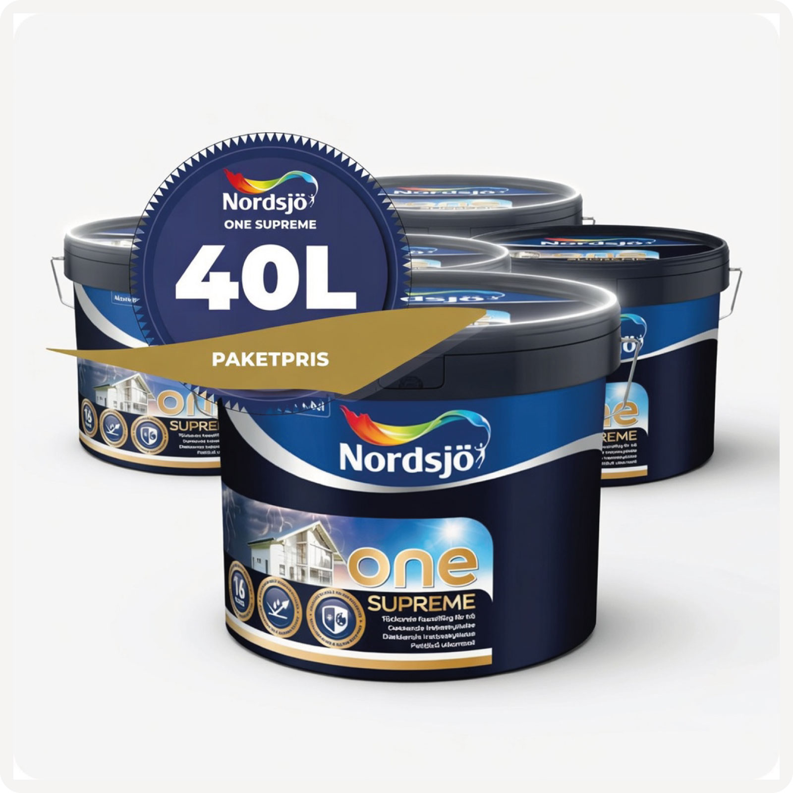 PAKET! FASADFÄRG ONE SUPREME 4X10L, högtryckstvätt Kärscher K2 på köpet. - 2