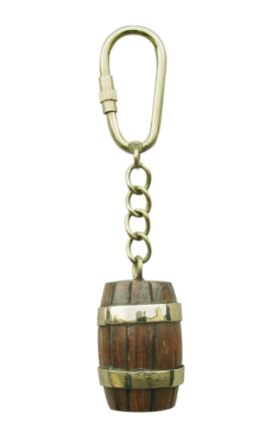 Nyckelring Krut tunna trä/mässing    10,5x4cm