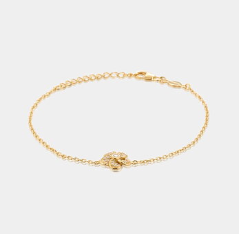 Silver Bracelet Rose Sparkling Gold plated