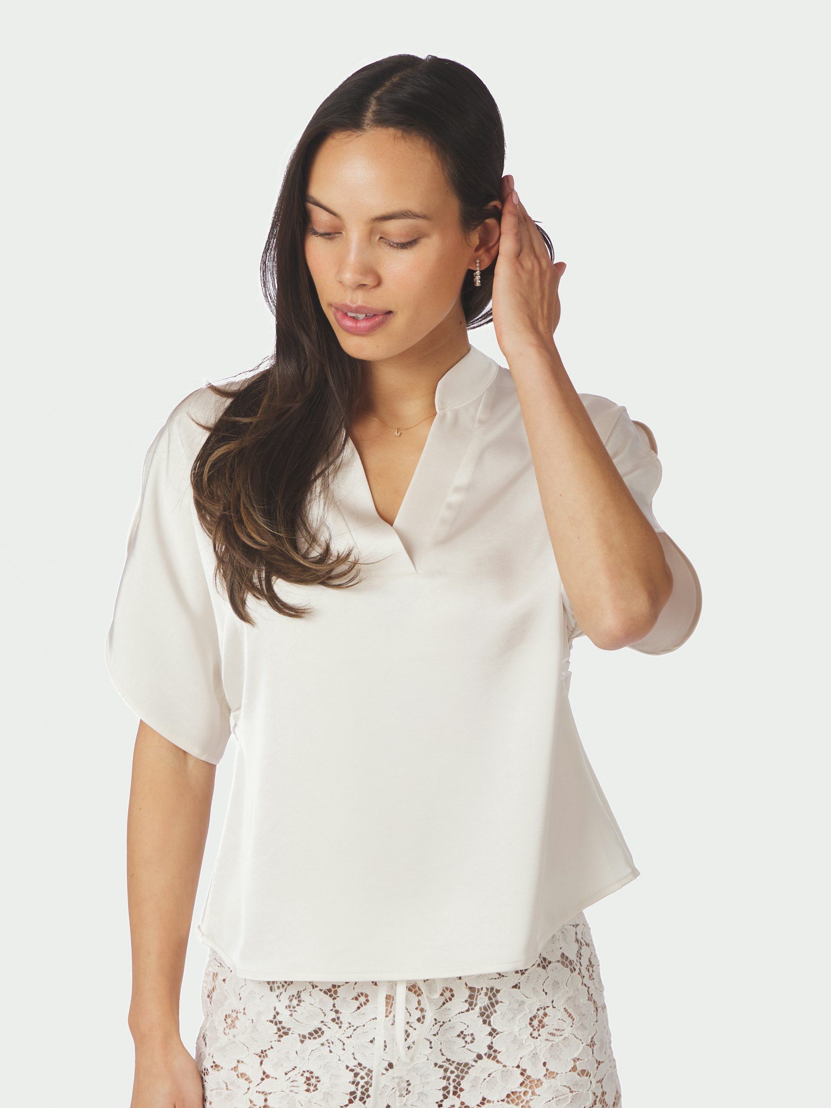 Neo Noir Anelle Heavy Sateen Blouse Pearl - 2