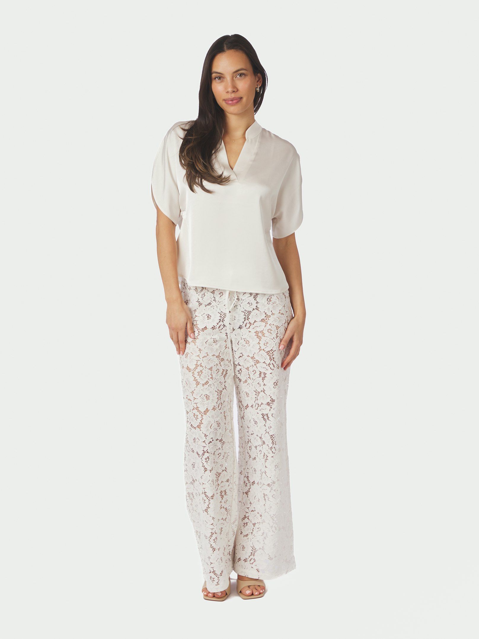 Neo Noir Anelle Heavy Sateen Blouse Pearl - 3