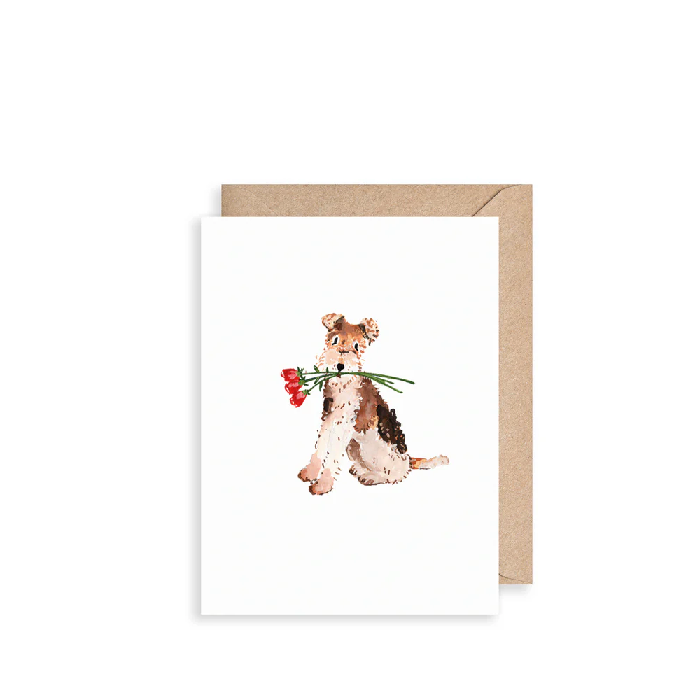 Terrier And Roses, Mini Card