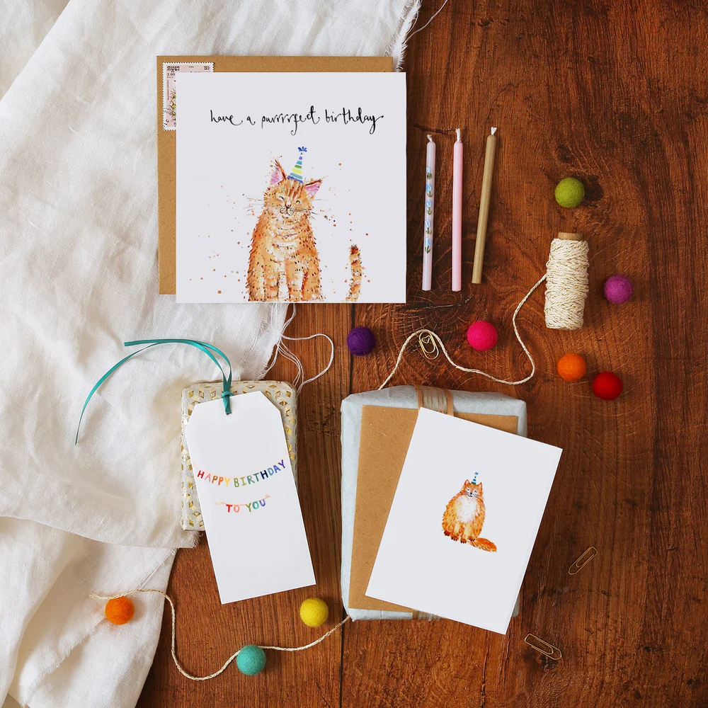 Cat And Party Hat, Mini Card - 2