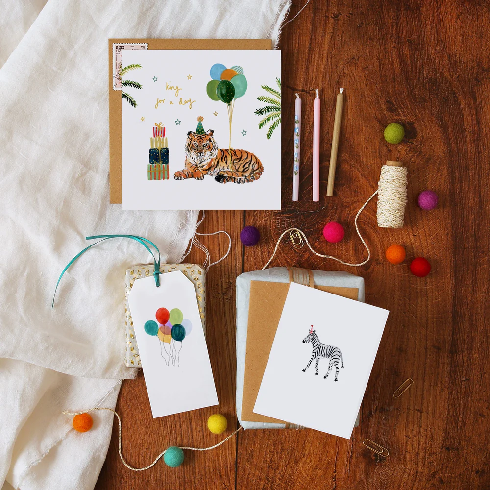 Zebra And Party Hat, Mini Card - 2