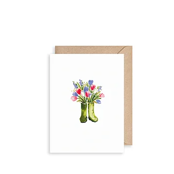 Flowers In Wellies, Mini Card