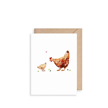Chicken And Chick, Mini Card