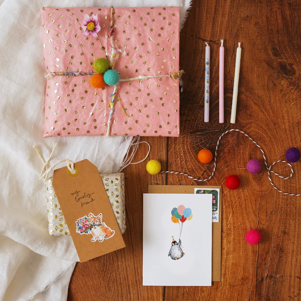 Penguin And Balloons, Mini Card - 2