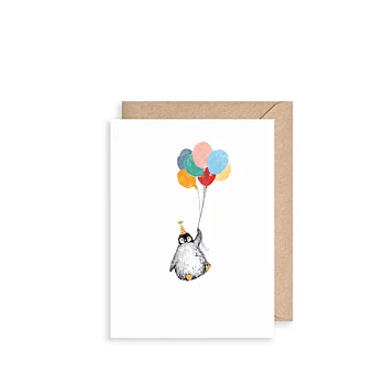 Penguin And Balloons, Mini Card