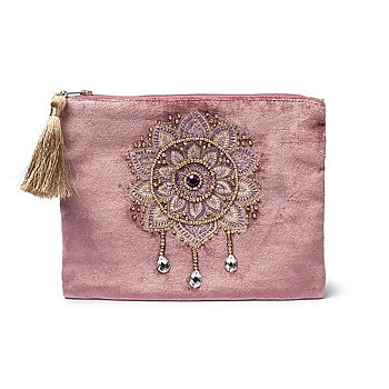 Sammetspåse med dragkedja lila med Mandala