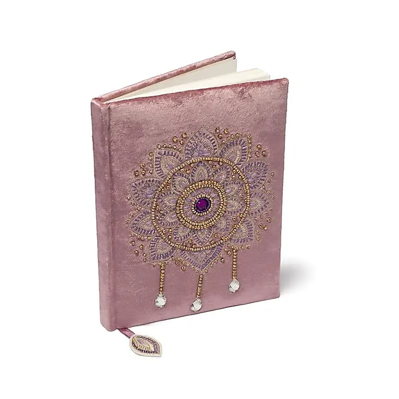 Anteckningsbok sammet lila med Mandala