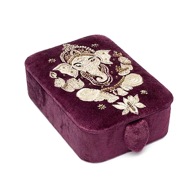 Smycken / tarotask sammet lila med Ganesha
