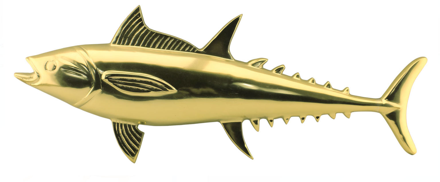 Makrill väggprydnad aluminium/mässing  metall/glas  63x3,5x23,5 cm