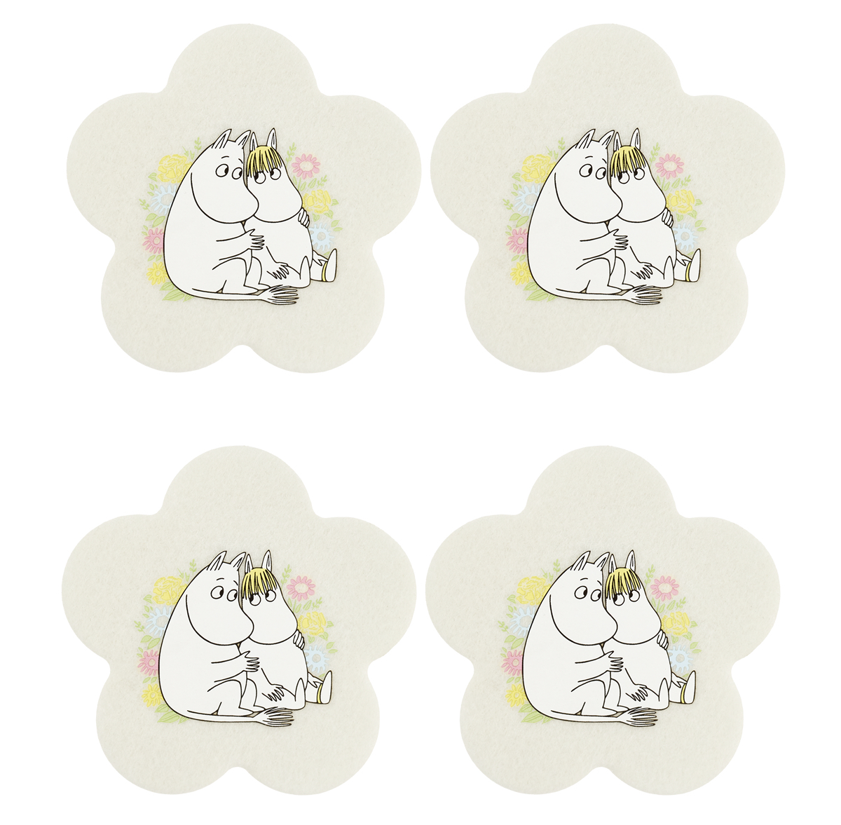 Mumin Glasunderlägg 4-Pack - Flowers