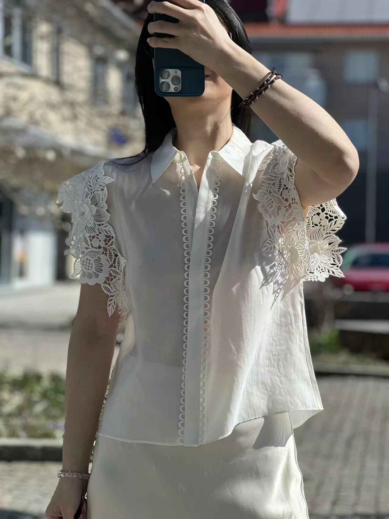 CHP Muse Molly Embroidered Shirt in White - 2