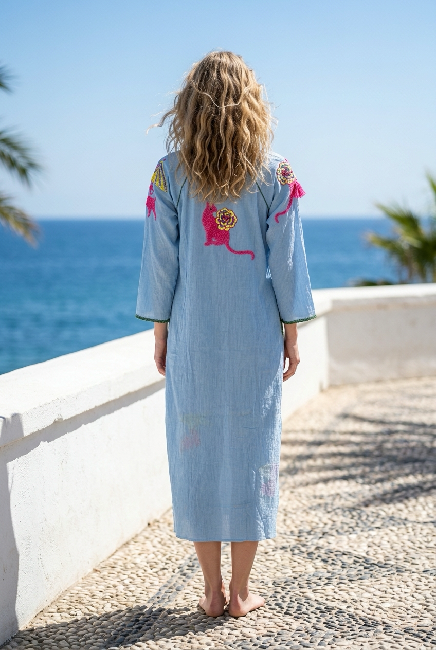 Blue Tiger Flower Dress - Place Du Soleil