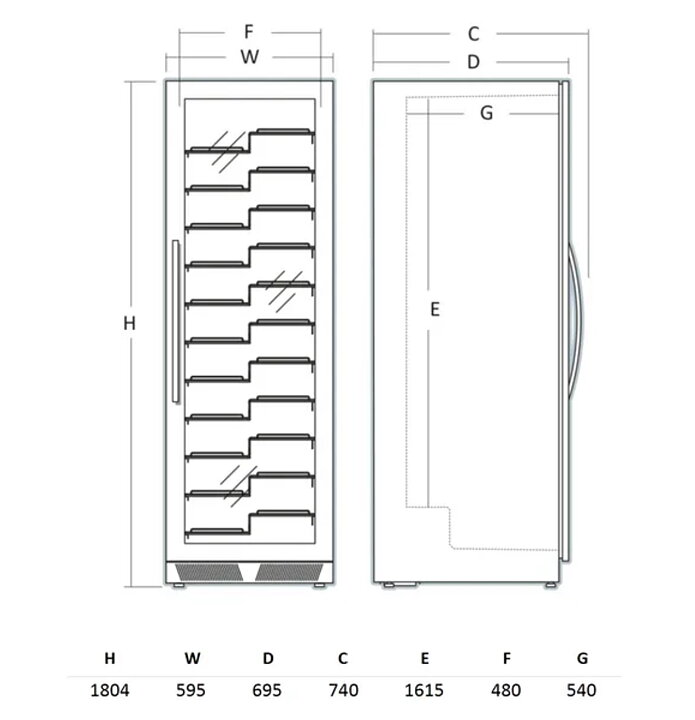 Vinkyl WC1281BF, 1 zon 128 flaskor