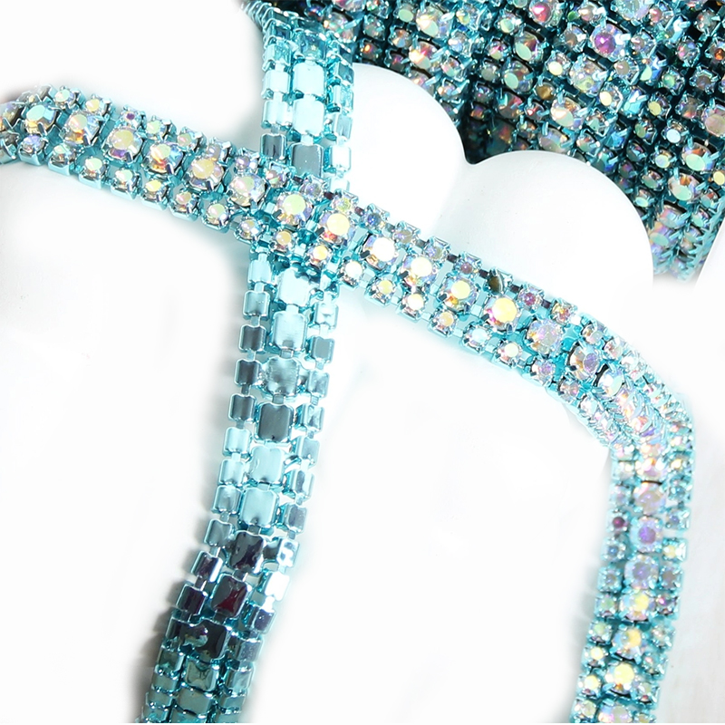 3-radig STRASSKEDJA - aqua/Crystal AB