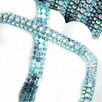 3-radig STRASSKEDJA - aqua/Crystal AB