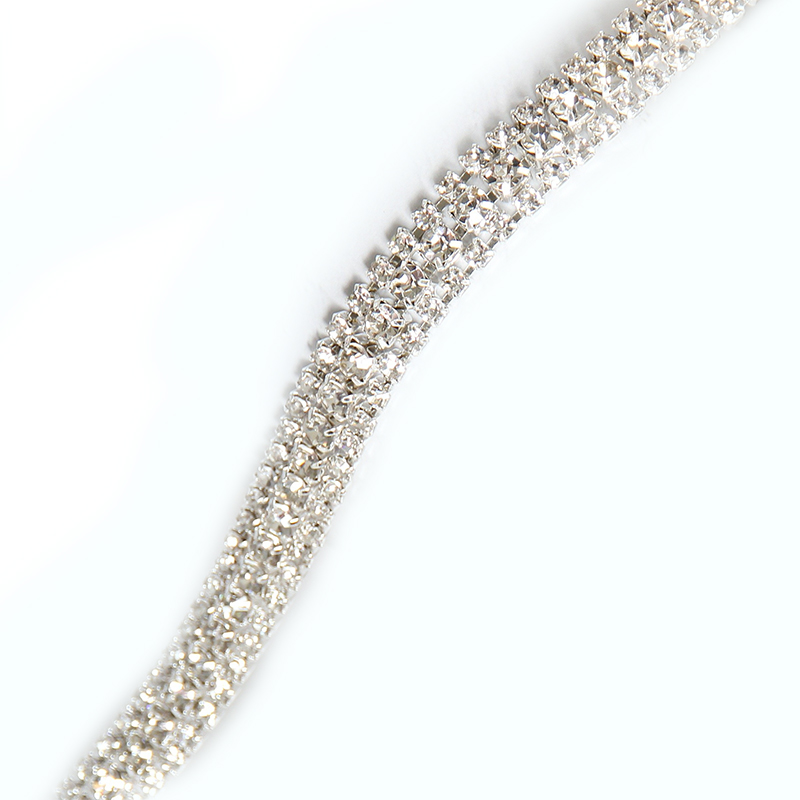 3-radig STRASSKEDJA - silver/Crystal