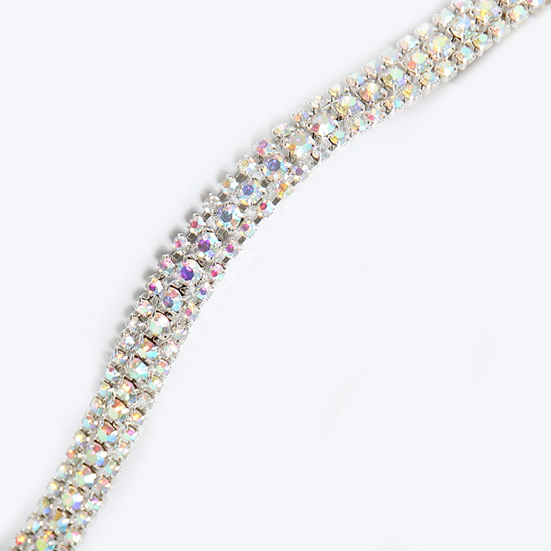 3-radig STRASSKEDJA - silver/Crystal AB