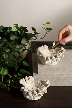 Candle holder Coral White Poly