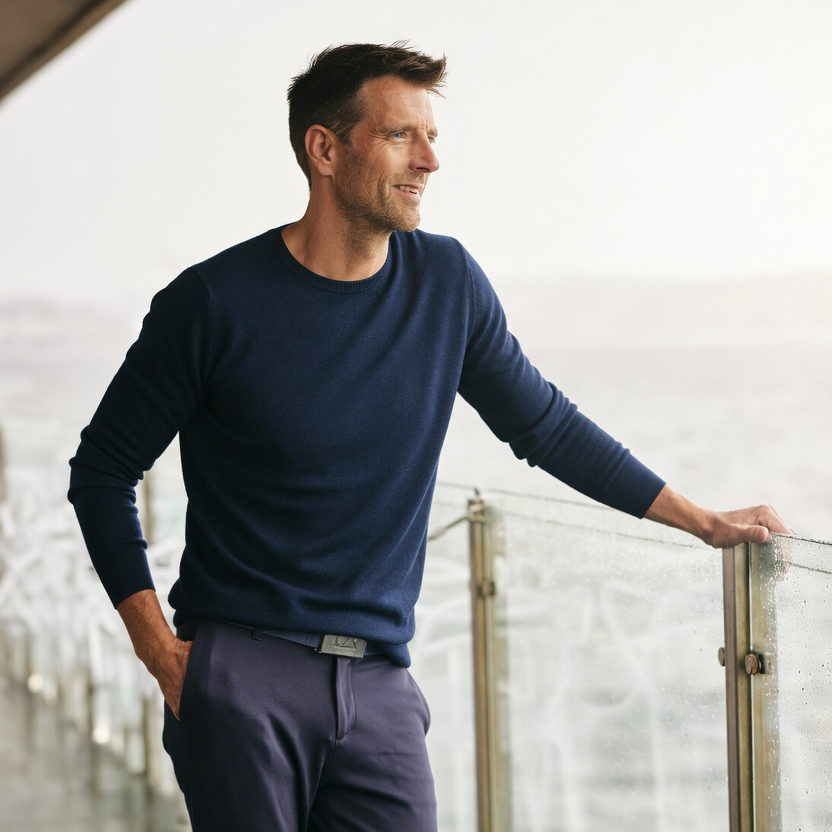 Tröja stickad merinoblandning crewneck, herr - 4