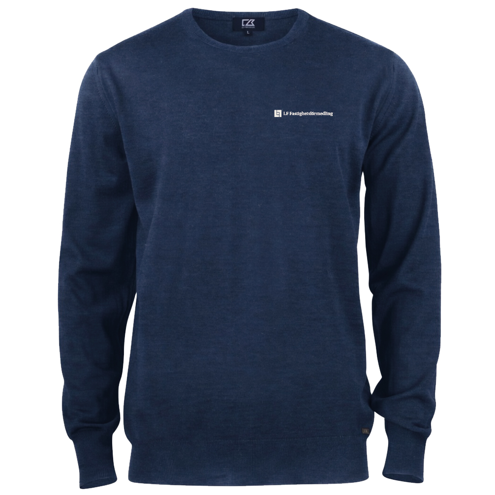 Tröja stickad merinoblandning crewneck, herr