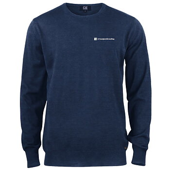 Tröja stickad merinoblandning crewneck, herr