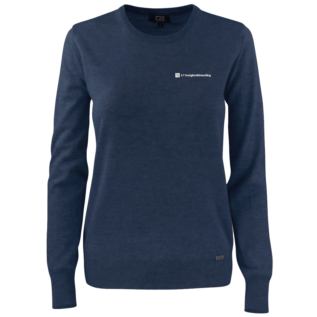 Tröja stickad merinoblandning crewneck, dam