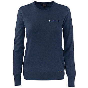 Tröja stickad merinoblandning crewneck, dam