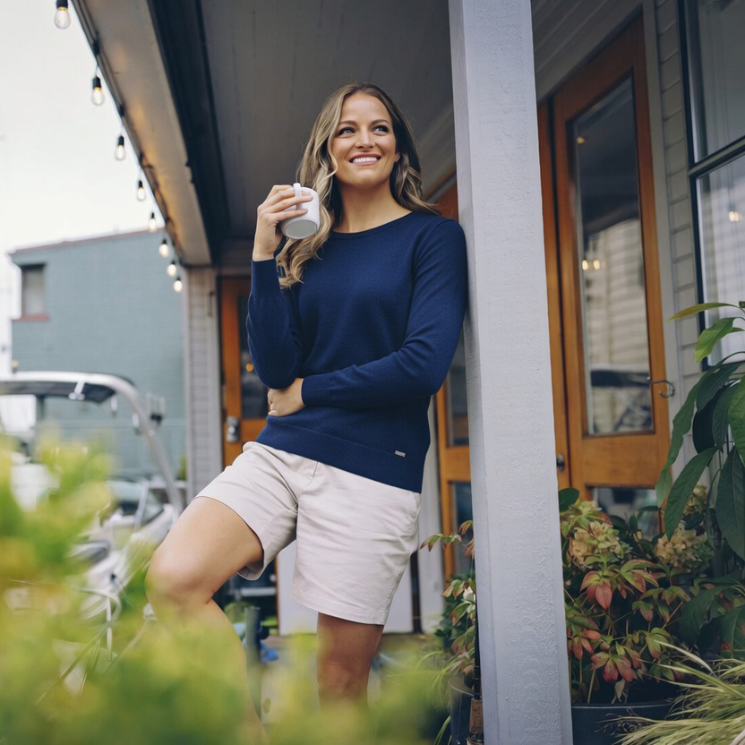 Tröja stickad merinoblandning crewneck, dam - 4