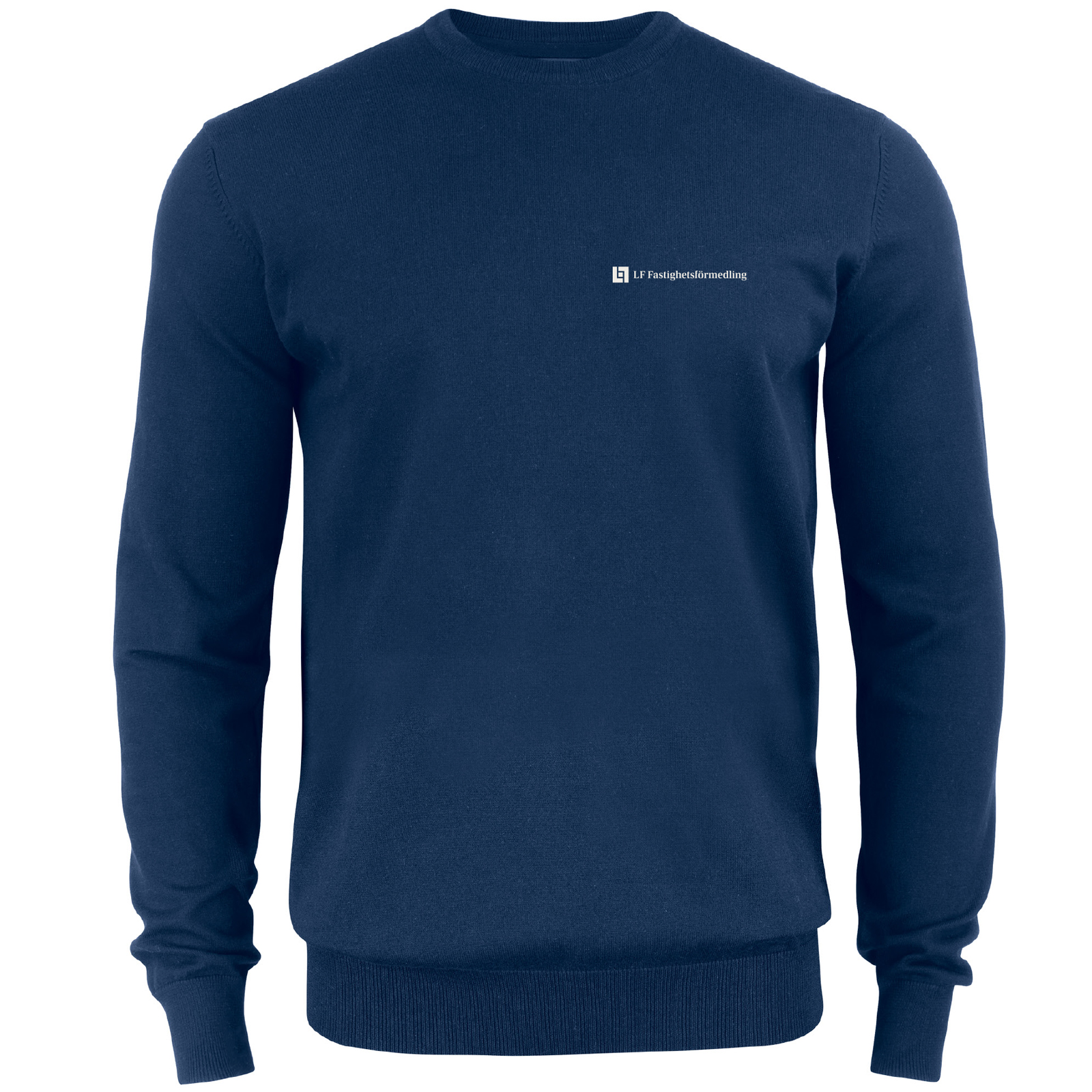 Tröja stickad bomull crewneck, herr