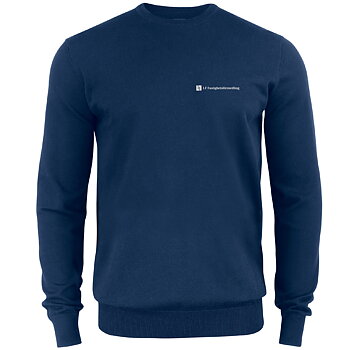 Tröja stickad bomull crewneck, herr