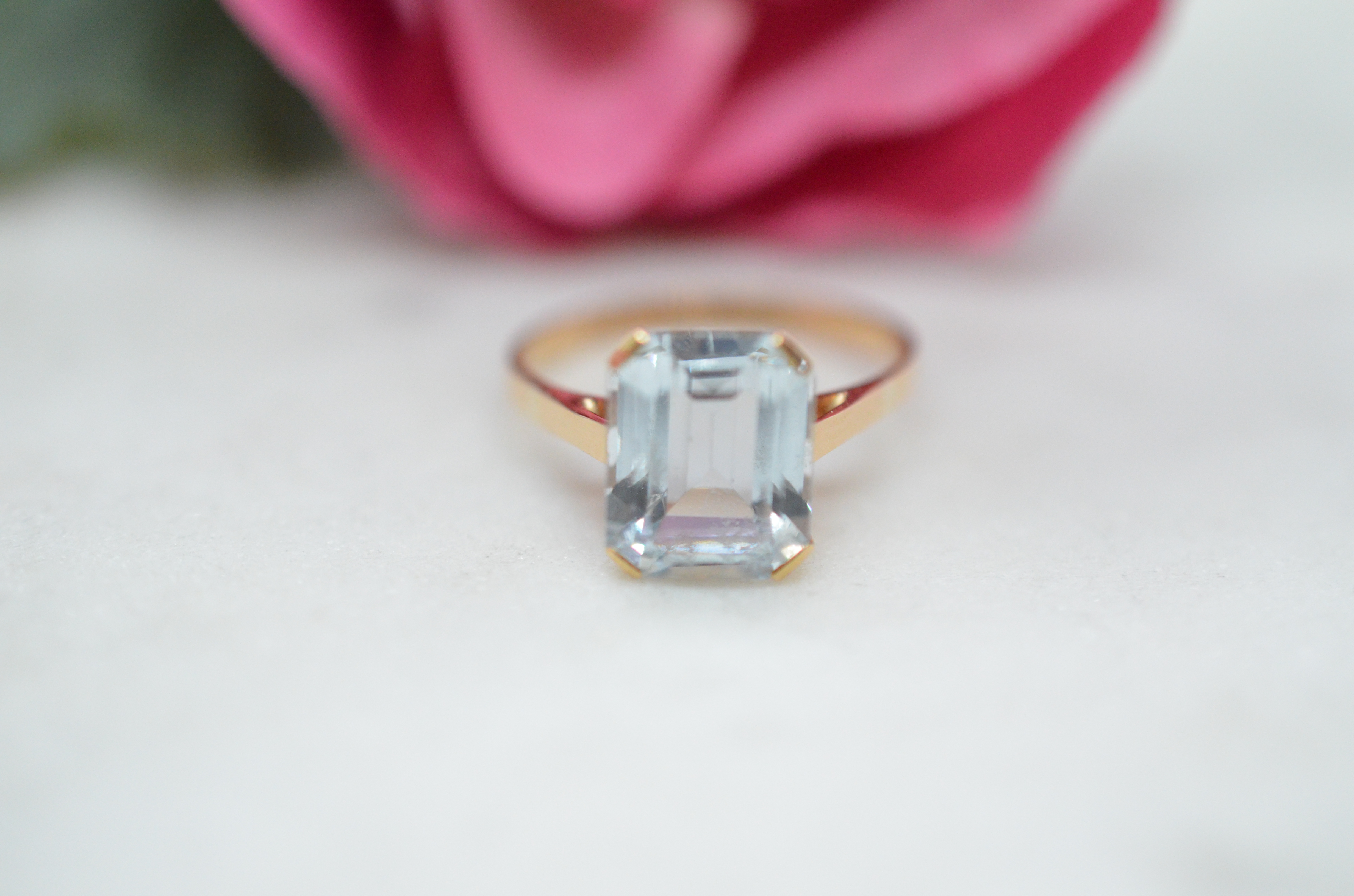 Vintage 18k ring with light blue stone, 1946 - 6