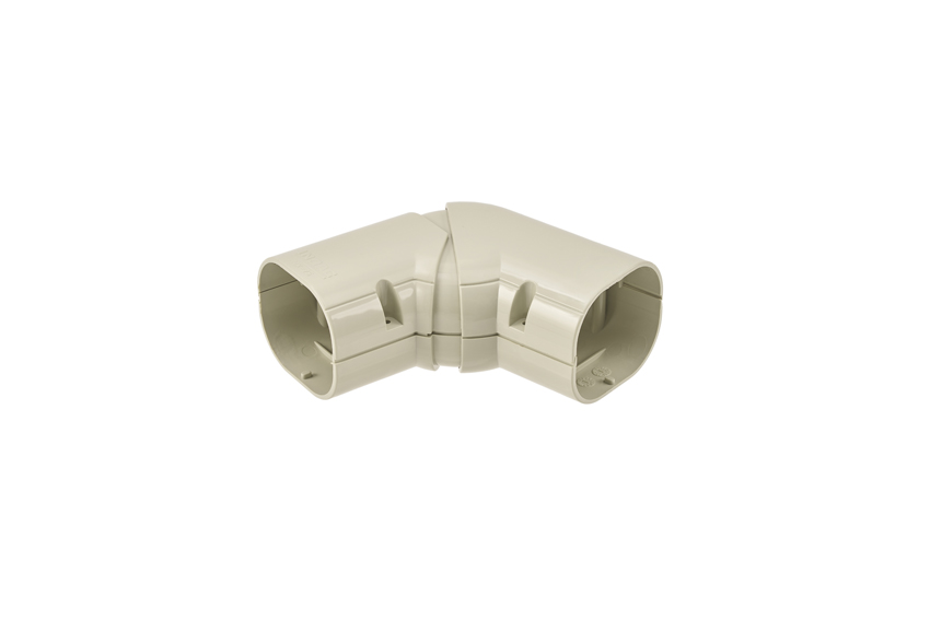 Clean duct 75 - Horisontell justerbar bøjning 45°- 90° - elfenben