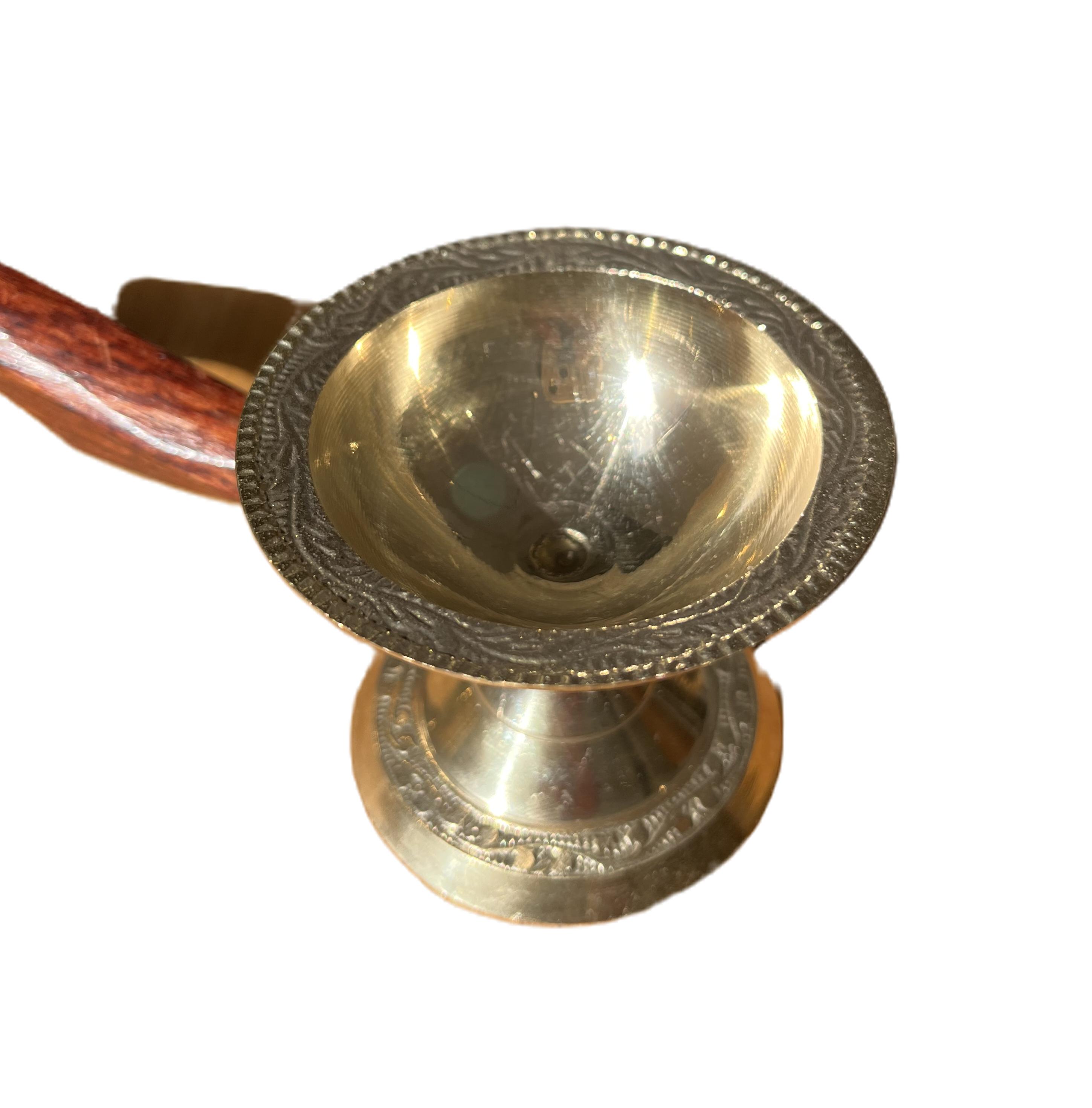 Diya Oil Lamp with Brass Handle - 3