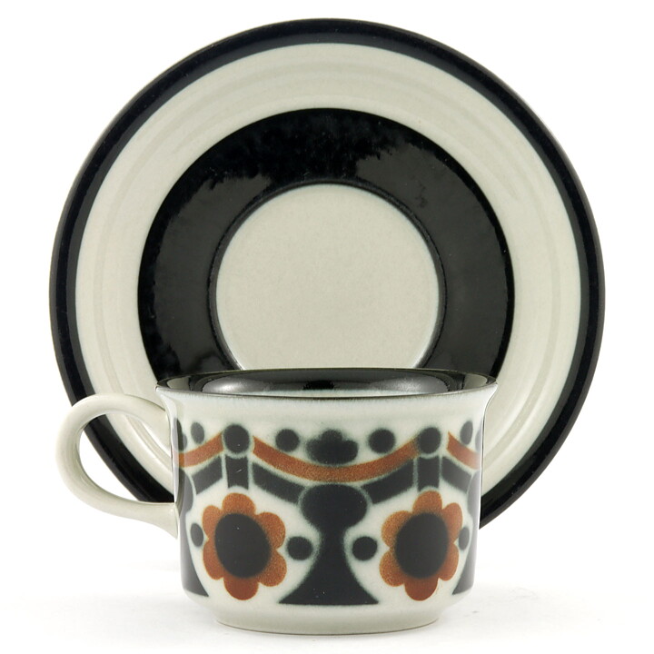 Anja Juurikkala (Riikka 1973) Coffee Cup with Black/Brown Decor 11 cm   [Sample Images]