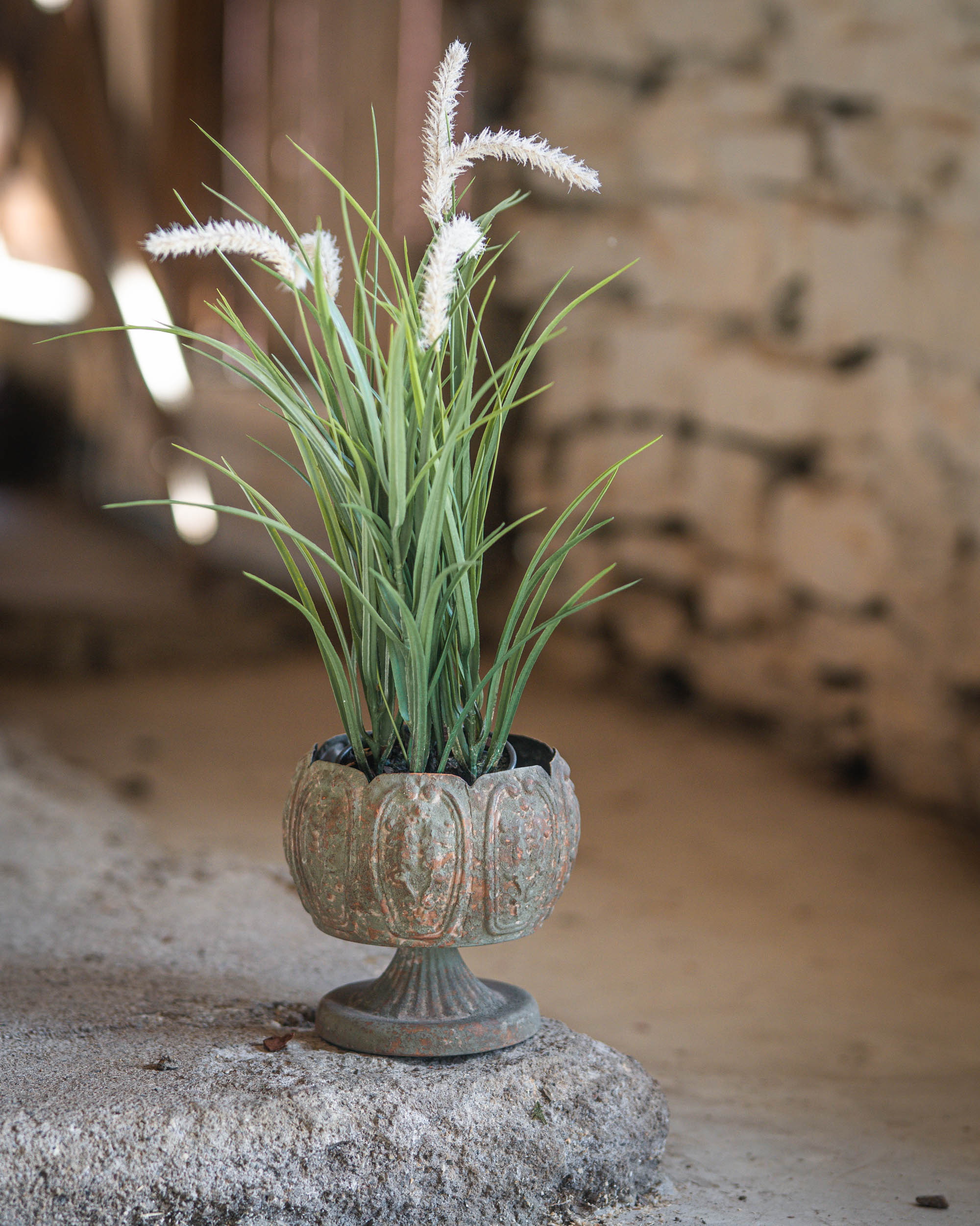 Urna - Kruka - Pokal på fot - Rost - 18 cm