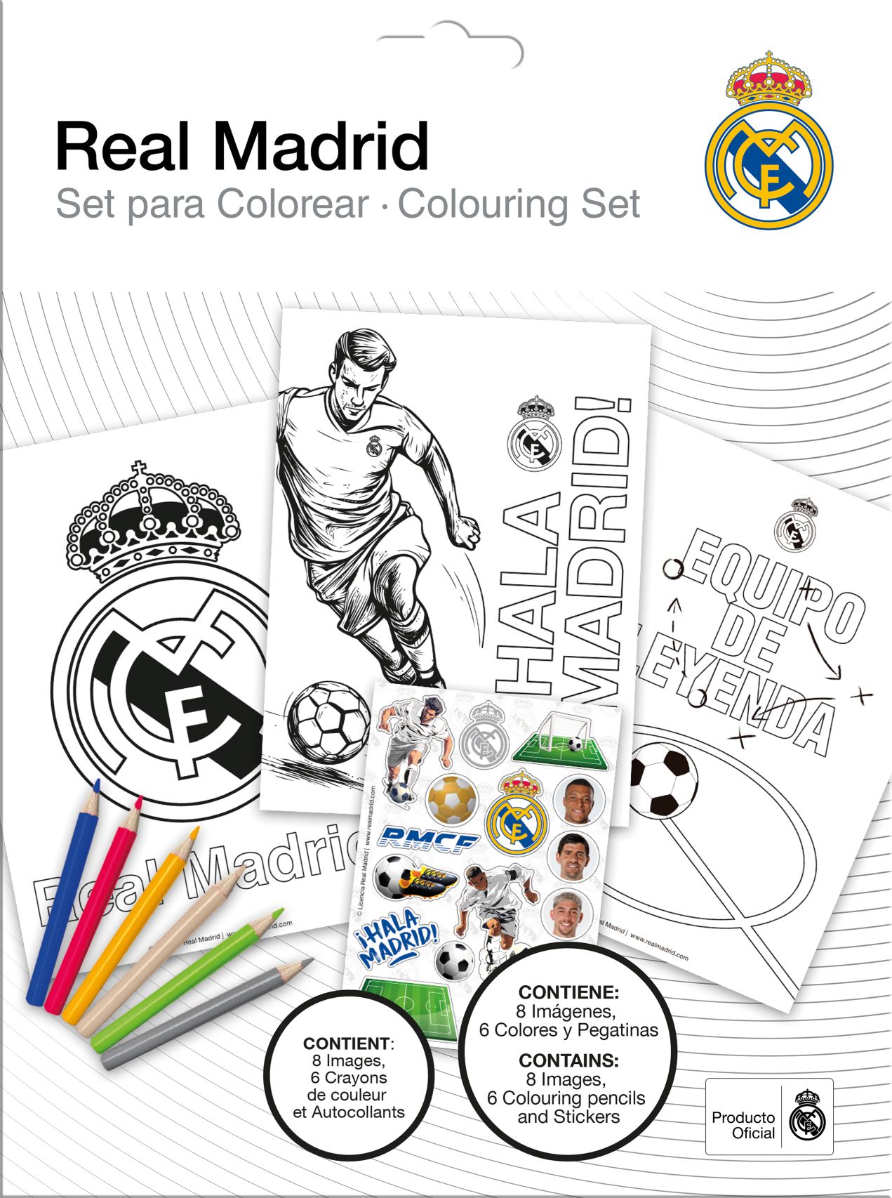 Real Madrid Målarbok Klistermärke Kritor
