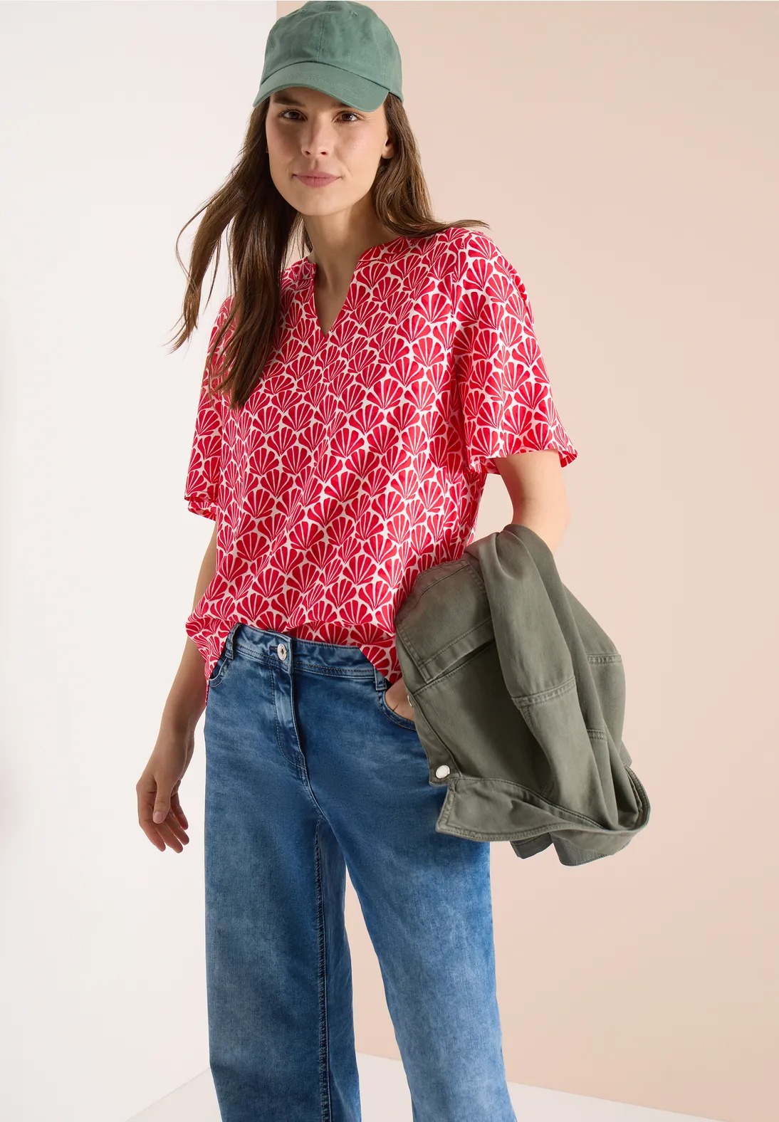 AOP Blouse - Glazed Apple Red - Cecil