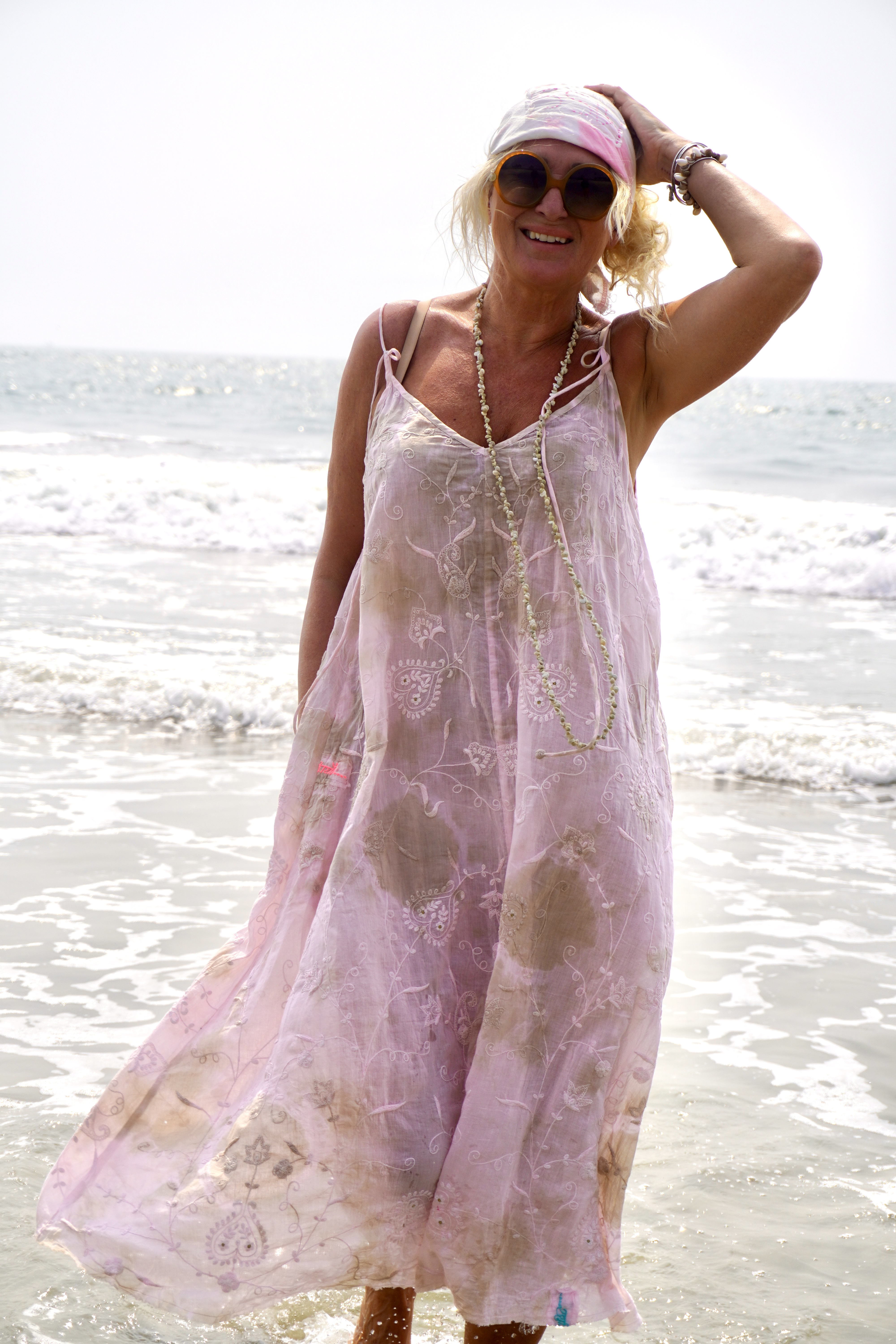 ANITA SUNNIE  COTTON BATIK  DRESS PINK LATTE 