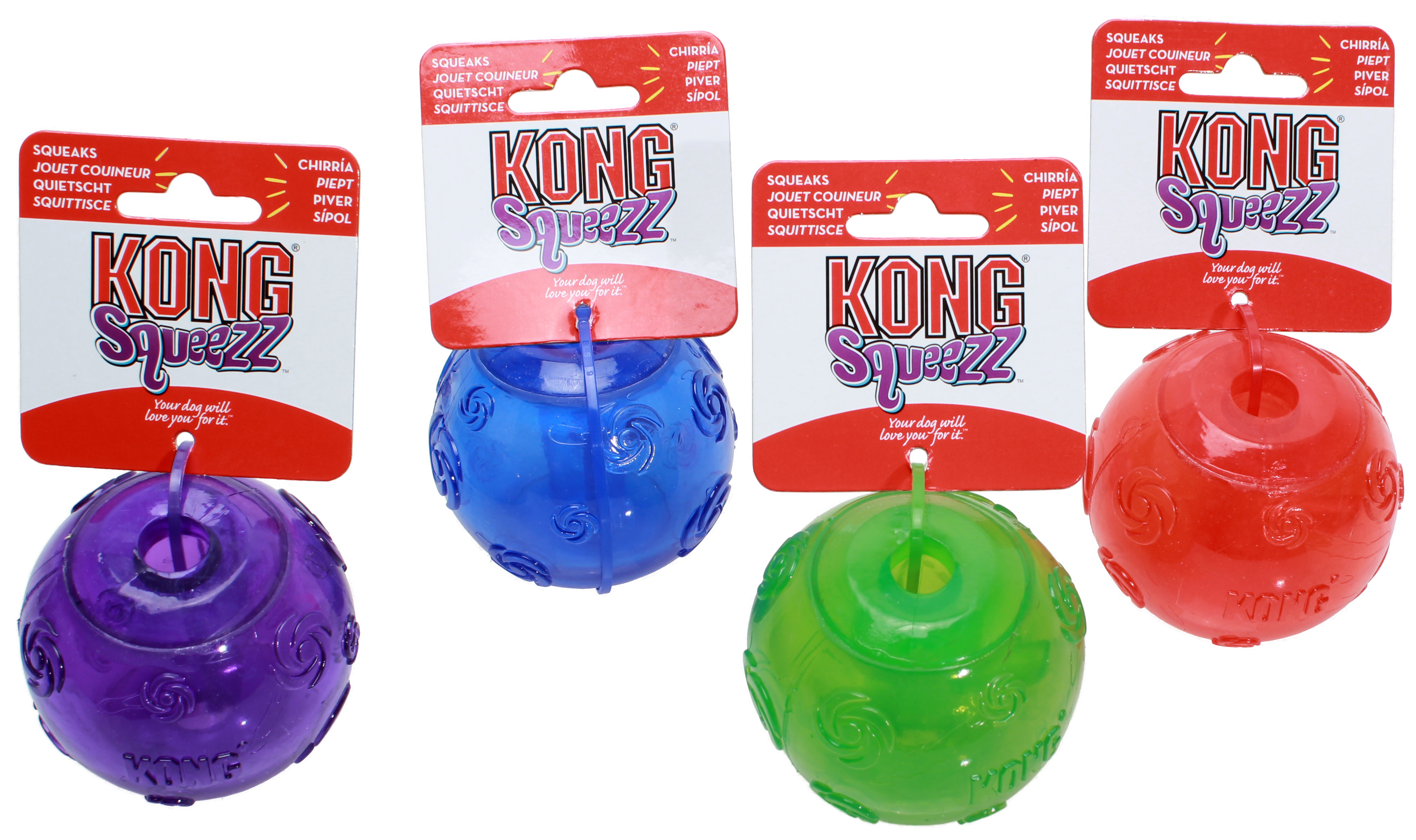 Hundleksak Kong gummi Squeezz Boll Large
