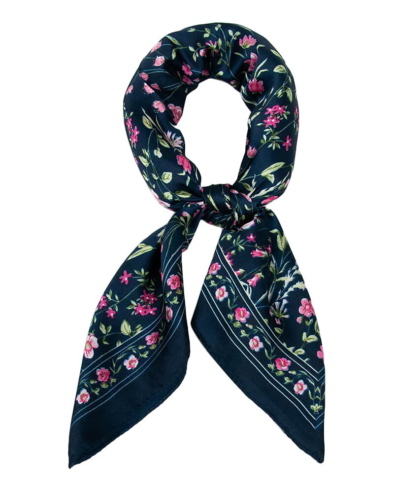 Scarf marinblå rosa småblommor
